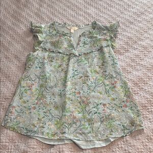 LC Lauren Conrad Pastel Floral Ruffle Top